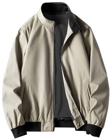 Bomber da uomo Smart Casual Giacca da salotto da uomo sottile Cappotti da baseball leggeri Cappotti sportivi Giacca a maniche lunghe in piedi Giacca a vento Comfort Fit Giacca a vento Outwear Full Zip