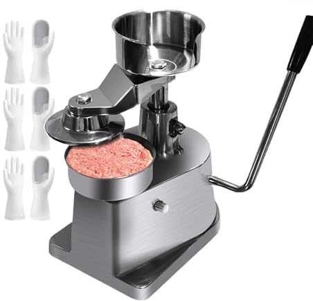 Hamburger Patty Maker,Manual Meat Patty Maker Hamburger Press, Commercial Cookie Presses 4″/5″/6″ Burger Press Tool W/Dishwashing Gloves, Meat Tenderisers Burger Forming Machine for Cheese/M