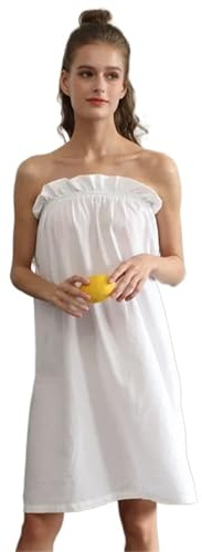 Sauna Towel Gonna accappatoio sottile in cotone lavato, speciale for salone di bellezza, for donna, for SPA, tuta da sauna, asciugamano da bagno ultra morbido, lunghi asciugamani da doccia(White)