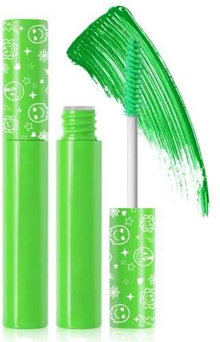 6 färger fluorescerande mascara/mascara, lysande färgmascara för fester bröllop scenföreställningar, halloween jul, högpigmenterad för ögonfransar ögonbryn hår (grön)