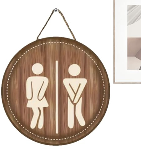 Segnale da bagno, cartello in legno per porta del bagno, decorazione da parete, decorazione per la casa scuola centro commerciale ristoranti hotel e alloggi