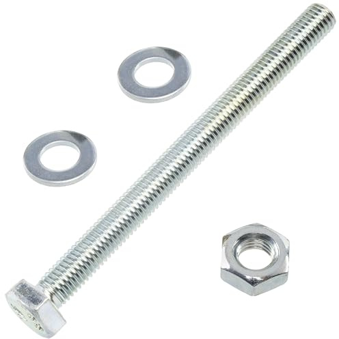 AERZETIX - Satz mit 5 Sechskantschrauben M10x120 mm + 10 M10x20 mm Unterlegscheiben + 5 M10 Sechskantmuttern für Heimwerker und leichte Befestigungen | Stahl