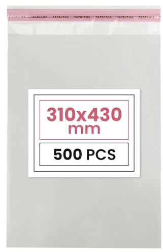 Netuno 500 bolsas transparentes 31 x 43 cm solapa de 3 cm con cierre autoadhesivo reutilizables bolsas de plástico PP para dulces regalos joyería golosinas fotos ropa pendientes alimentos libros