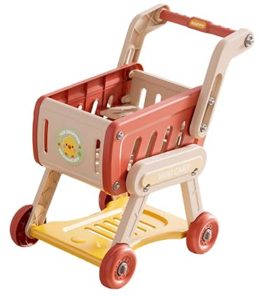 TAIZhiChen Carrello della Spesa per Bambini, Casetta Realistica, Regalo per Bambini E Bambine, Set da Cucina per Giochi di Finzione, Rosso
