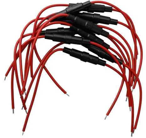 Gettimore Inline-Sicherungshalter für schnelle Blas-Glassicherungen, Schraubentyp mit 22 AWG-Draht, wasserdichte Schnappverbindung, max. 250 V, 15 A, 10 Stück
