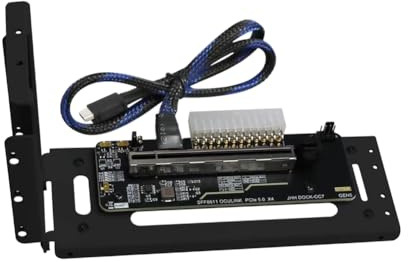 Fegtrtyoa GPU OCuLink GPU Dock PCIe 5.0x4 GDP Laptop per Scheda Grafica Video Esterna M.2 Oculink SFF8611 A PCIE X16 Bend Black