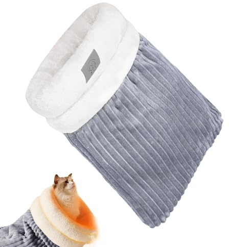 Winter Cat Sleeping Bag - Plush Pet Bag, Warm Snuggle Bag, Feline Hiding Place, Animal Nest, Thick Comfort Scale, Sleeping Cover | Cold Season Rest Shelter Small Dogs Indoor Comfort Ka