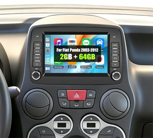 SIXWIN 2GB+64GB Android 13 Autoradio per Fiat Panda 169 2003-2012 con CarPlay/Android Auto/Mirror Link, HD 7 Pollici TouchScreen Panda Schermo Navigatore WiFi Bluetooth FM RDS Commande au Volant