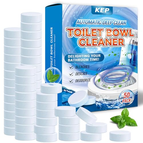Automatic Toilet Bowl Cleaner Tablets–Fresh Scent,Long-Lasting Clean–Safe for Tanks&Pipes Deodorizing and Descaling –Bathroom Cleaner Against Tough Stains Keeps Bowl Clean Between Washes-50 PACK-1111