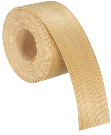 sourcing map 5cm x 8m Wood Veneer Edge Banding, Pre-Glued Flexible Pine Edging Strips, Iron on with Hot Melt Adhesive Wood Tape for Cabinet Repair and Furniture Restoration