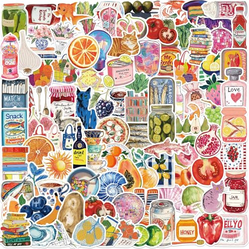 Durdiiy 100PCS DIY Waterproof Watercolor Diary Graffiti Stickers, Cute Aesthetic Stickers, Journal Stickers, Laptops, Notebooks, Scrapbooks, Suitable for Girls, Teens, Adults (Dark Colors)
