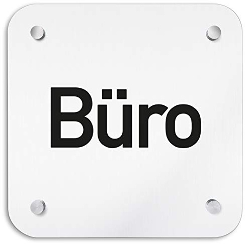 Türschilder24 Aluminium Wandschild 200 x 200 mm • Büro • Hinweisschild - Türschild aus 1,5 mm starkem Aluminium • Inklusive Befestigungsmaterial + Wandmontage