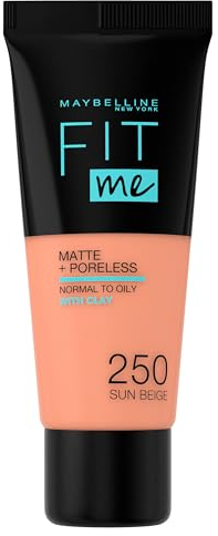 MAYBELLINE Fit Me Matte plus Poreless, Nr. 250 Sun Beige, 30 ml (1er Pack)