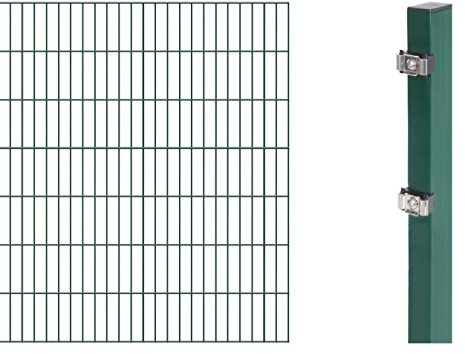 Alberts 644147 Erweiterung zum Doppelstabmattenzaun | verschiedene Höhen - wahlweise in verschiedenen Farben | grün | Höhe 140 cm | Länge 2 m