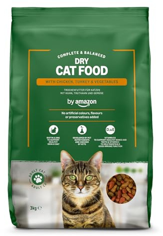 Solimo Complete Dry Cat Food with Chicken, Turkey and Vegetables ESP50062005 Cat Food, 3 kg