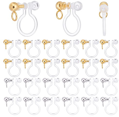 PH PadanHall 24pcs Boucles d'oreilles Clips de Type U Résine Non Percées