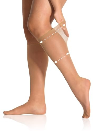 alber's SENSITIVE CURVY 20 - Pack de 10 | Medias de Nailon para Mujer 20 DEN, Borde Cómodo, Súper Extensible, para Piernas de talla Plus | Talla Única (36-41) | Natural