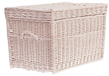 e-wicker24 Baule in Vimini Cassapanca Vintage Fatto a Mano Cesta Vimini con Coperchio Scatola Rettangolare Cesta Baule da Interno Cesta Porta Giochi Contenitore Vimini Cassapanca in Vimini