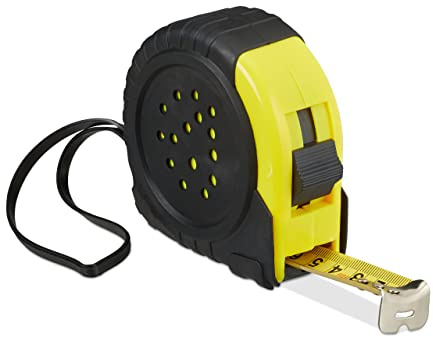 Relaxdays Maßband 10m, Profi Bandmaß zum Ausziehen, cm & inch, Rollmeter aus Metall, Gürtelclip & Stopper, schwarz/gelb