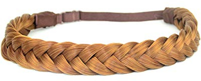 BOBIYA 2 strängar syntetiskt hår flätat pannband klassiskt tjockt flätade flätor elastisk stretch hårstycke för kvinnor flicka skönhet tillbehör (jordgubbsblond)