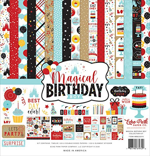 Echo Park Paper Company Magical Birthday Boy Collection Kit Paper, 12-x-12-Inch
