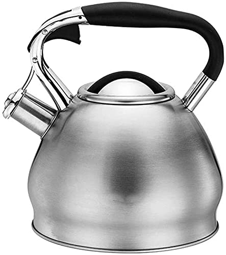 ZHANGZONG Bouilloire INOX Théière en Fonte Bouilloire sifflante Bouilloire Vintage Cafetière à thé avec Finition Miroir en Acier Inoxydable, Bouilloire supérieure avec Fond de Capsule en Couches