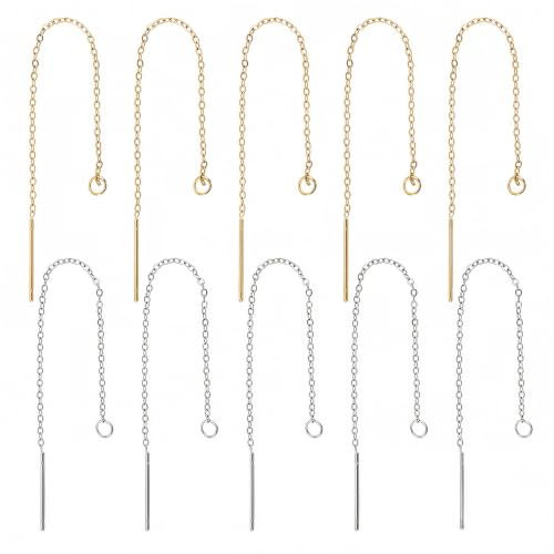 UNICRAFTALE 40 Stück, ca. 90 mm, 2 Farben, hypoallergen, aus Edelstahl, Einfädelhilfe für Schmuck, Ohrringe, 0,8 mm Brosche