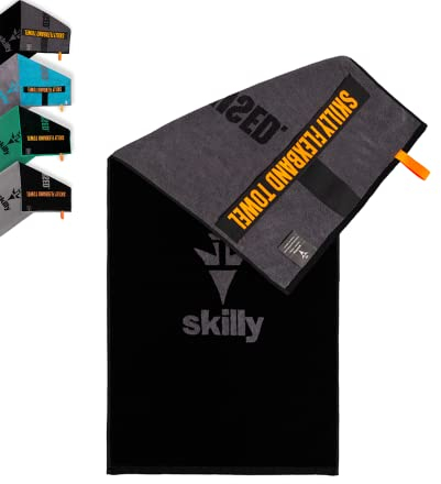 skilly FBT120 Fitness Handtuch I 120x50cm I Designed in Deutschland hergestellt in Portugal I Funktionshandtuch mit Antirutsch- Funktion I aus saugstarker Öko-Tex zertifizierter Baumwolle