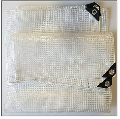 350gsm Heavy Duty Reinforced Mesh Clear Tarpaulin Waterproof Cover Mono Sheet (4m x 5m)