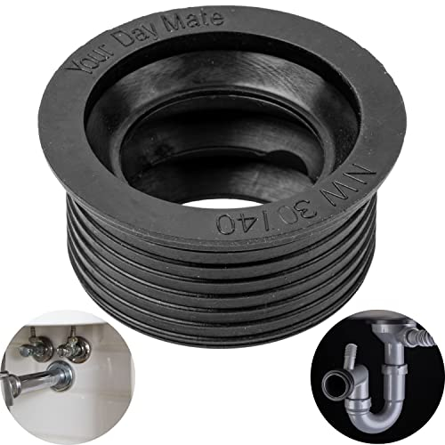 Manchette Caoutchouc Siphon Lavabo, DN 30/40, pour Tuyau d'écoulement DN40 HT int. Ø 40 mm et Tuyaux 1 ¼ ext. Ø 28-32 mm, Joint en Caoutchouc avec Butée Ø 45 mm, Joints Siphons Profondeur 25 mm