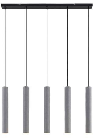 Lindby Esstisch Pendelleuchte Beton, Hängeleuchte Betonlampe 5 flammig Hängelampe Esszimmer Wohnzimmer Küche Pendellampe 5x GU10 ohne Leuchtmittel