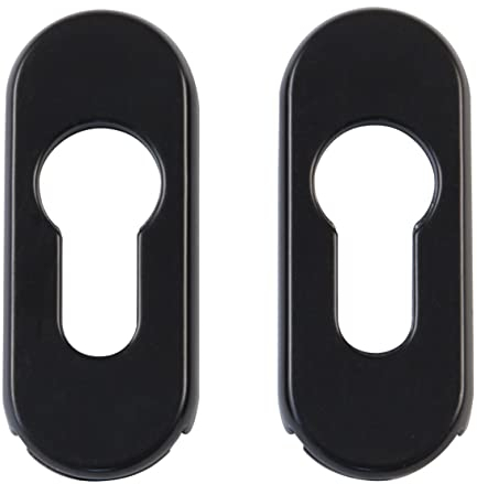 Amig - Escudo de Seguridad con Cuerpo de Acero para Cerraduras Mod. 3700-70 x 29 mm - Para Puertas Metálicas - Con Embellecedor de Aluminio - Acabado Negro