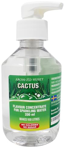 Cactus Sparkling Water Flavouring Drops 200ml - With Pump Bottle - Makes 100 Litres with 1-500 - Zero Sugar & No Calories - Just Add 2 Pumps to 1 Litre Sparkling Water