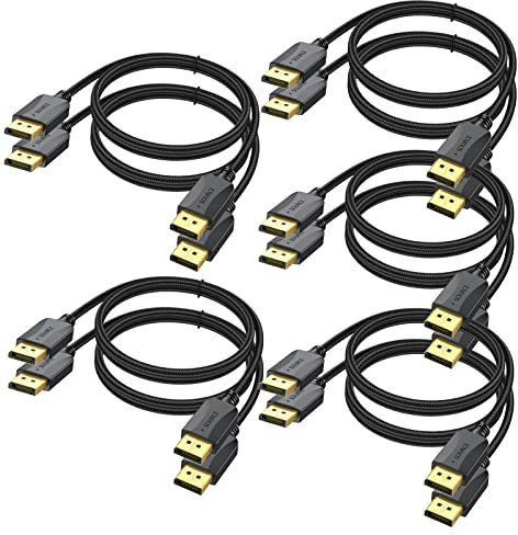 DisplayPort Cable 10-Pack, 6 Feet, Thin DP to DP 1.2 Cable Cord, [4K@60Hz, 2K@165Hz, 2K@144Hz] Display Port to Display Port Cable Braided for Computer, Laptop, Docking Station Monitor and More