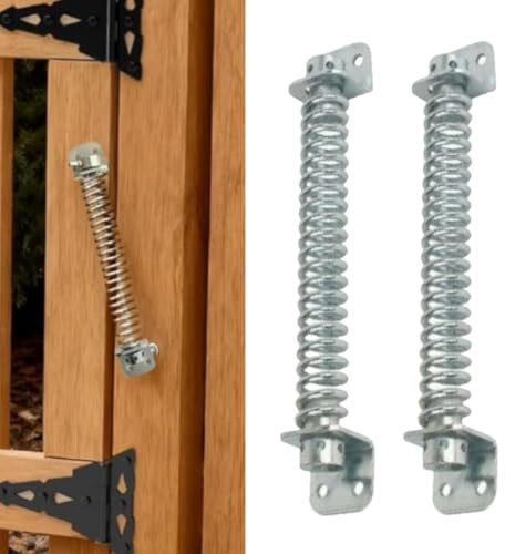 2 Adjustable GATE Spring 8 or 10 Garden Door Closer Automatic Shed Black Zinc Plated Galv (Galv, 10 inch)