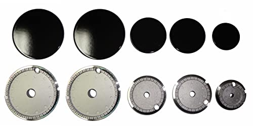 Franza - Kit 5 bruciatori spartifiamma + 5 piattelli smaltati neri per Electrolux Rex Aeg Zanussi - 2 grandi - 2 medi - 1 piccolo - KIT44050/ORB - Prodotto originale