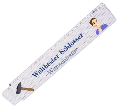 Zollstock – Weltbester Schlosser - personalisiert mit Namen | Glieder-Maßstab mit Wunsch-Namen | Meterstab individuell bedruckt