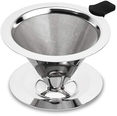 hanmir Edelstahl Kaffeefilter, Wiederverwendbarer Kaffeetropfer, Permanent Kaffee Dripper für 1-2 Tassen, Papierloser Kaffeefilter für Filterkaffee