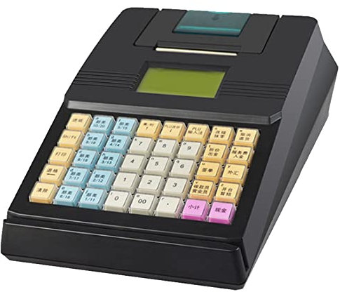 Oiyekntd Elektronische Registrierkasse mit Quittungsdruckern, Multifunktional kommerzielle Registrierkasse mit 40 Tastenkeimkassern für Kleinunternehmen, Einzelhändler,Black