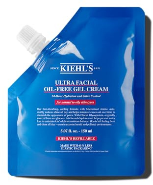 KIEHL'S Ultra Facial Oil-Free Gel Cream, 150 ml Nachfüllpackung, erfrischende Gesichtscreme für fettige Haut, bis zu 24 h feuchtigkeitsspendende Gel-Creme, Glanz mildernd und kühlend
