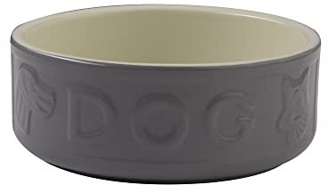 Mason Cash Grey Dog Bowl 15cm, 700ml Capacity, Classic Design, Dishwasher & Microwave Safe, Ideal for Food and Water