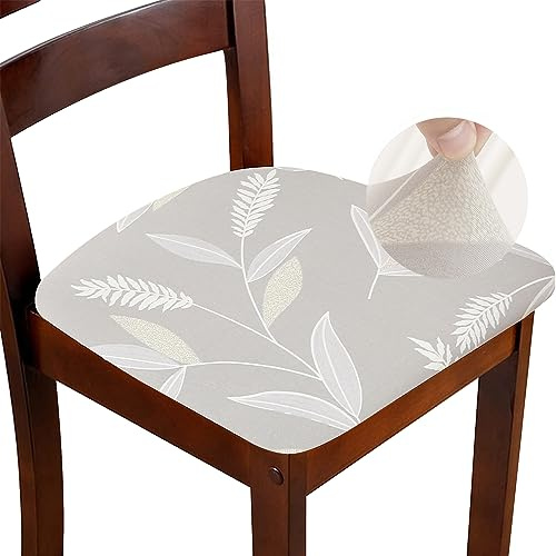 ZHILING Stretch Chair Seat Covers for Dining Room Set of 4, Elastic Dining Chair Seat Protector Cover Removable Washable Chair Slipcovers with Ties