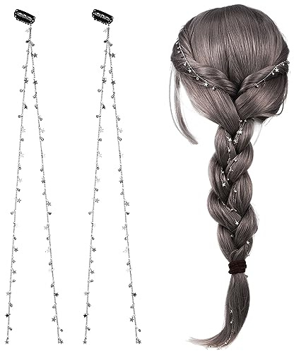 Beaupretty Strass Haarketten Haarspangen Zum Flechten Punk Quasten Haarspangen Kristall Stern Haarverlängerungen Haarschmuck Für Zöpfe 2 Stück