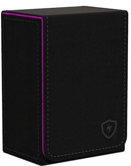 Boltquan Doppeldecker-Kartenetui aus Leder – Premium-Halter für zwei Poker-Kartensätze – Stilvolles Design mit sicherem Verschluss (Schwarz-Lila)