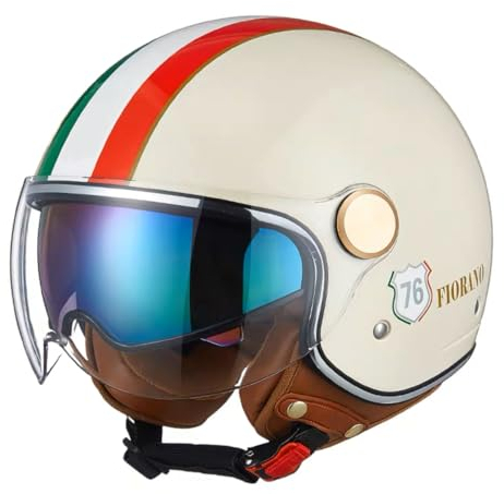 ViPER RSV19 Open Face Motorbike Helmet - Scooter Motorcycle Crash Jet Helmet for Men Women with Sun Visor - Electric Bike & Road Bike Road Legal ECE 22.06 Approved Motorbike Helmets