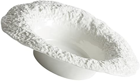 Zerodeko Plato Diseño de Forma de Tapa Blanco para Servir Comida de Cerámica Resistente a Golpes y Conveniente para Uso en Restaurante o Bar