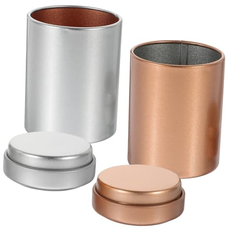 HOLIDYOYO Boîtes à Thé Boîtes de Rangement Multifonctionnelles Lot de 2 en Fer Blanc Hermétiques et Portables Forme Classique pour Thé et Épices Cuisine