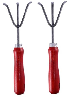OFFSCH Lot De 2 Râteaux De Jardin en Métal pour Retourner Le Sol Et Désherber Manche en Bois Facile À Utiliser