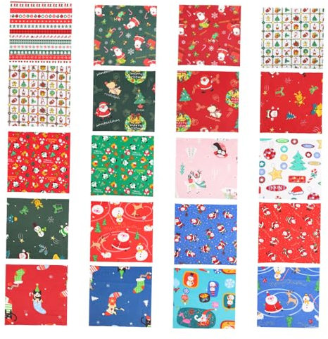 NUOBESTY 20stücke Weihnachtsbaumwollstoff Patchwork DIY Stoffe Baumwolle Bundles Zum Nähen Quilten Handwerk Tuch Für Heimwerkerarbeiten Und Bastelprojekte