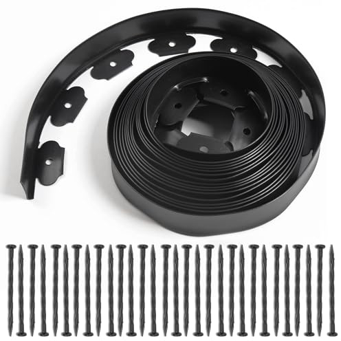 Flexible Rasenkante aus Kunststoff Länge 10m Höhe 5cm, mit 30 Erdanker, Landschaftseinfassung Grenze für Landschaftsbau, Rasen, Blumenbeete, Gras, Hof (Länge 10m - Höhe 5cm)